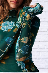 Floral Mock Neck Long Sleeve Top