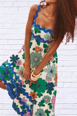 Printed Mel Square Neck Wide Strap Dress