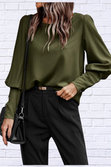 Round Neck Lantern Sleeve Blouse