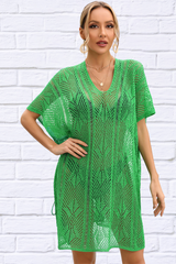 Mandy Openwork Lace Up Side Knit Cover Up