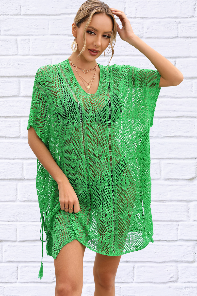 Mandy Openwork Lace Up Side Knit Cover Up