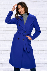 Double-Breasted Longline Coat with Belt