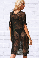 Mandy Openwork Lace Up Side Knit Cover Up