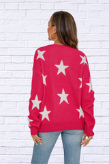 Star Round Neck Dropped Shoulder Sweater