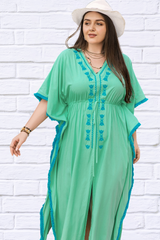 Plus Size Tied Fringe V-Neck Half Sleeve Dress