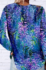 Floral Sprays of Purple and Blues Top