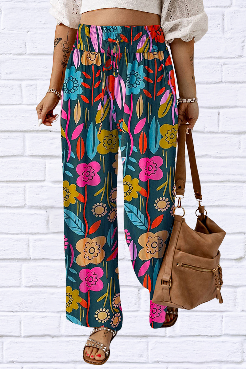 Printed High Waist Wide Leg Pants