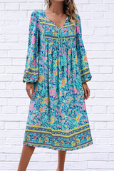 Devine Tassel Tied Printed Long Sleeve Dress