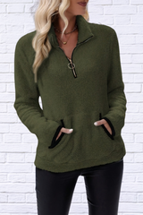 Half Zip Long Sleeve Furry Sweatshirt