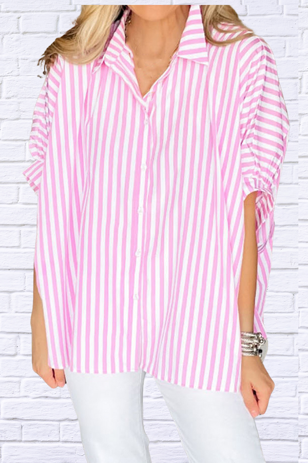 Striped Collared Neck Half Sleeve Shirt