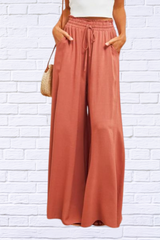 Fashionable Elastic Waisted Casual Wide Leg Pants.