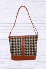 Houndstooth PU Leather Shoulder Bag