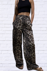 Leopard High Waist Wide Leg Pants