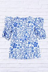 Printed Notched Half Sleeve Blouse – Effortless Elegance and Versatile Style