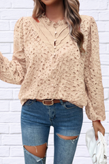 Frill Round Neck Long Sleeve Shirt