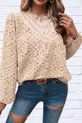 Frill Round Neck Long Sleeve Shirt