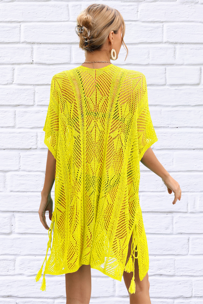 Mandy Openwork Lace Up Side Knit Cover Up