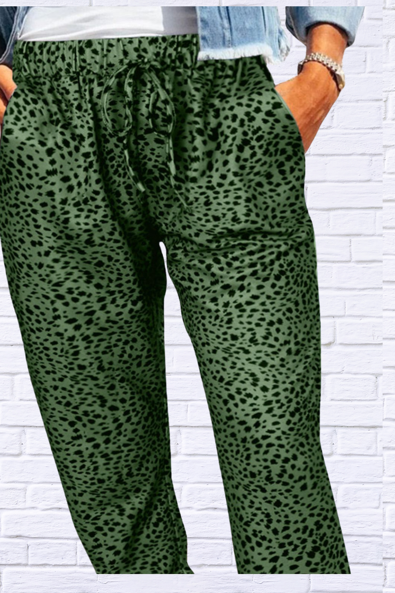 Leopard Print Joggers with Pockets