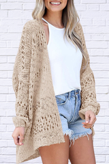 Kim Openwork Open Front Long Sleeve Cardigan