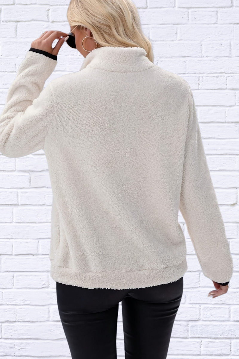 Half Zip Long Sleeve Furry Sweatshirt