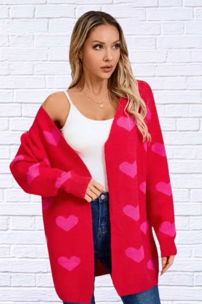 Open Front Heart Cardigan – Fun, Comfortable & Perfect for Date Night!