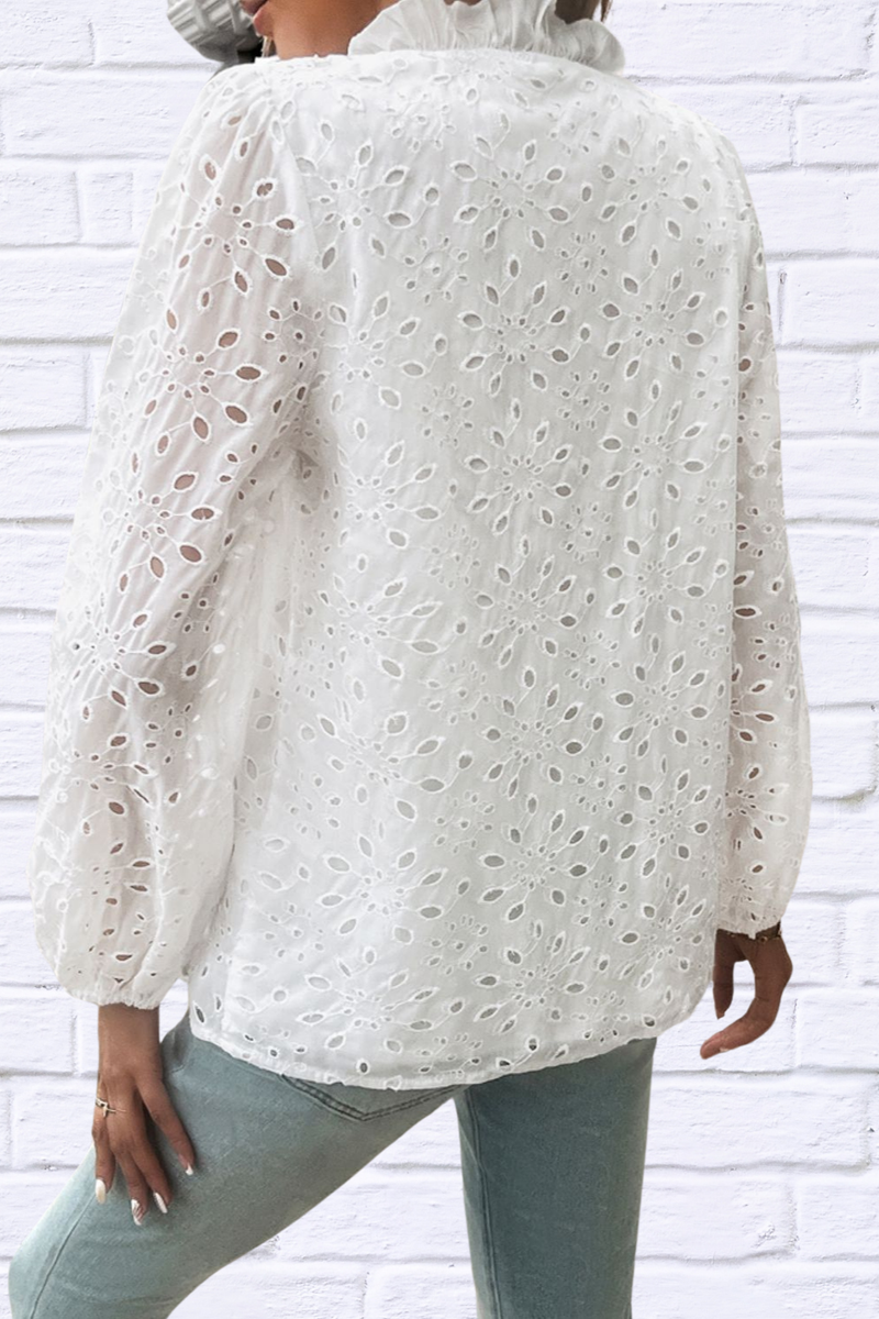 Frill Round Neck Long Sleeve Shirt