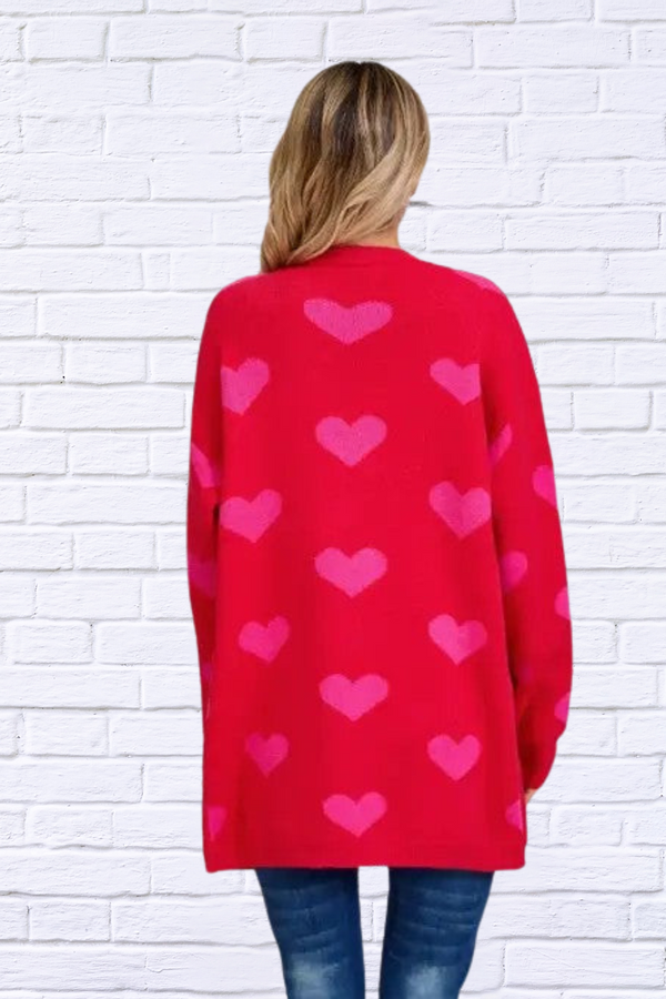 Open Front Heart Cardigan – Fun, Comfortable & Perfect for Date Night!