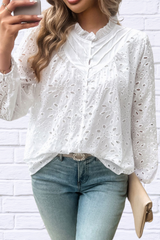 Frill Round Neck Long Sleeve Shirt