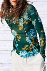 Floral Mock Neck Long Sleeve Top