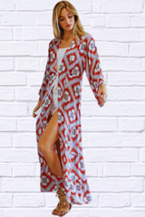 Printed Long Sleeve Loose Kimono