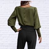 Round Neck Lantern Sleeve Blouse