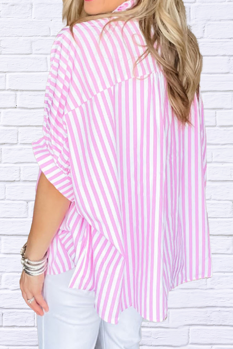 Striped Collared Neck Half Sleeve Shirt