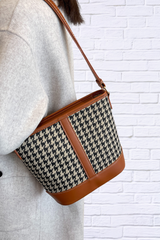 Houndstooth PU Leather Shoulder Bag