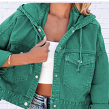 Hooded Dropped Shoulder Denim Jacket