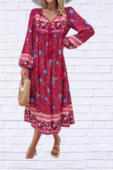 Devine Tassel Tied Printed Long Sleeve Dress