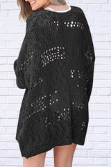 Kim Openwork Open Front Long Sleeve Cardigan