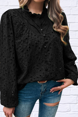 Frill Round Neck Long Sleeve Shirt