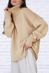 Turtle Neck Dropped Shoulder Sweater