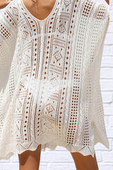 Mandy Openwork Lace Up Side Knit Cover Up