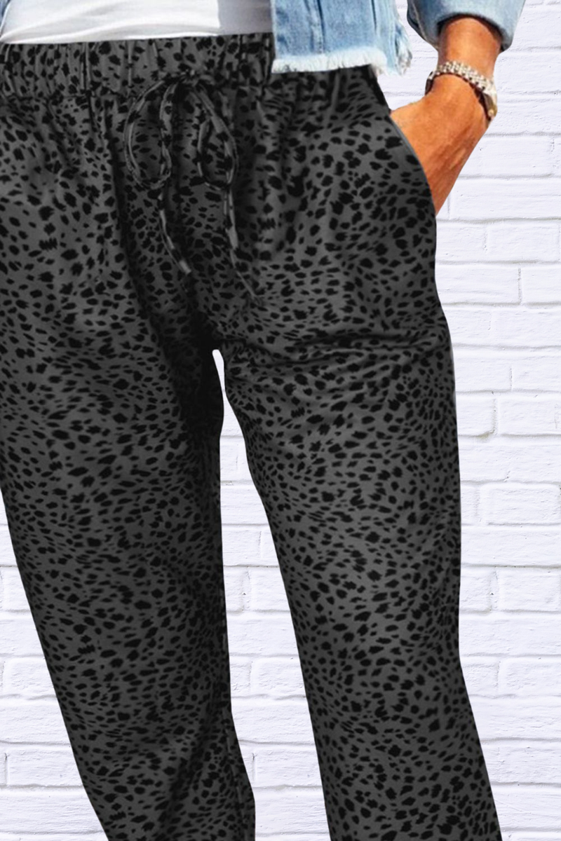 Leopard Print Joggers with Pockets