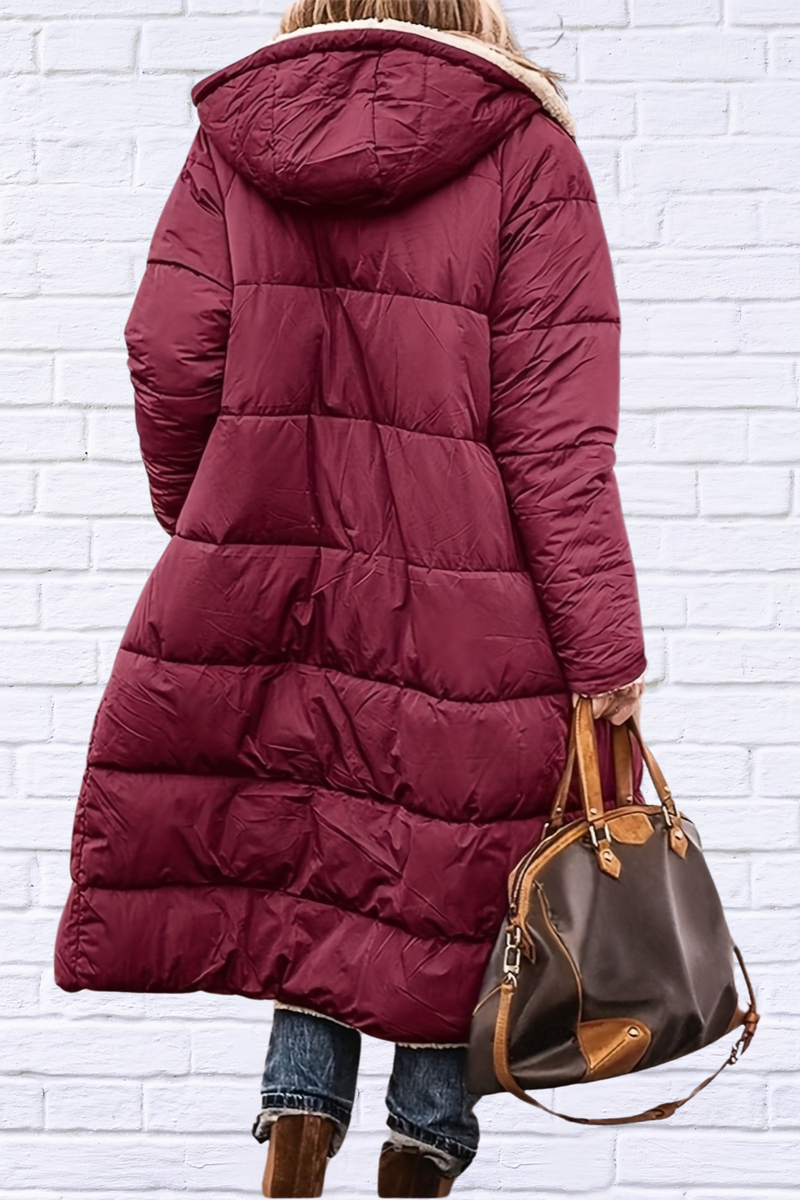 Plus Size Zip Up Sherpa Hooded Coat