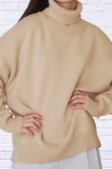 Turtle Neck Dropped Shoulder Sweater