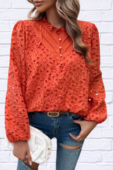 Frill Round Neck Long Sleeve Shirt