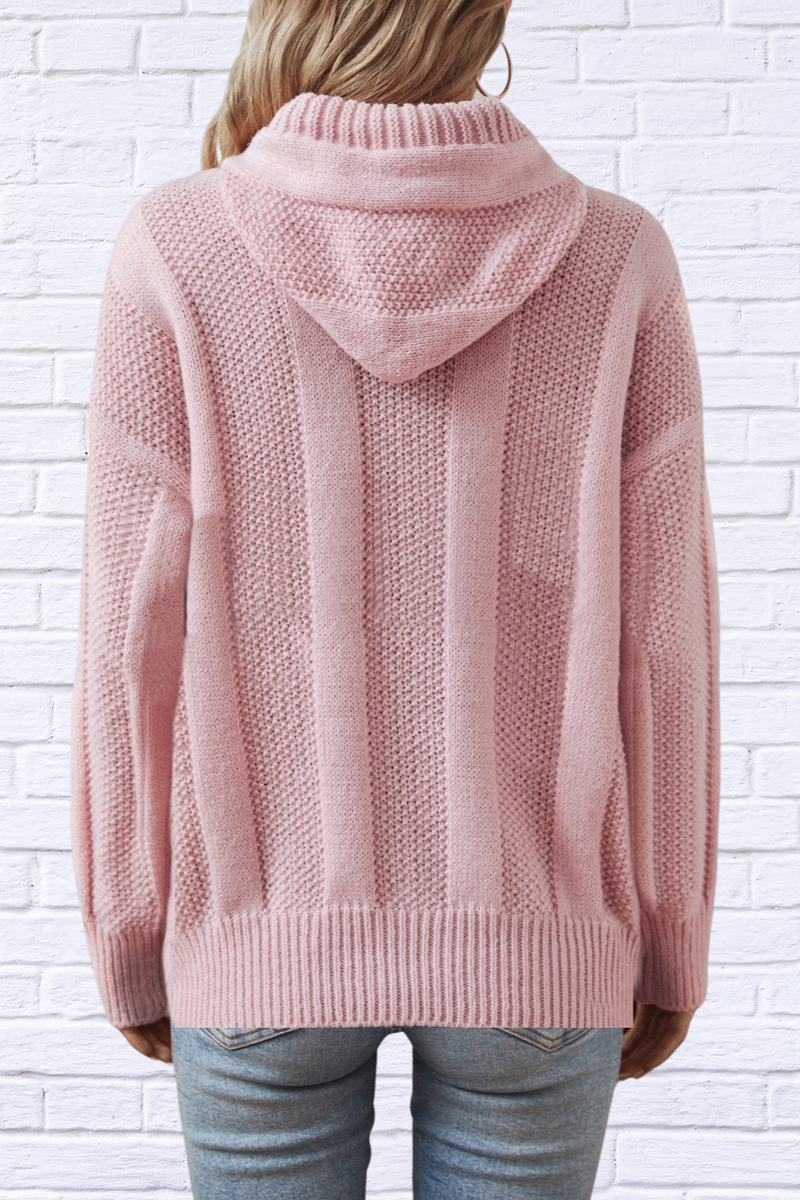 Fall Drawstring Long Sleeve Hooded Sweater