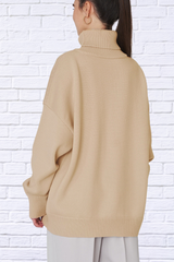 Turtle Neck Dropped Shoulder Sweater