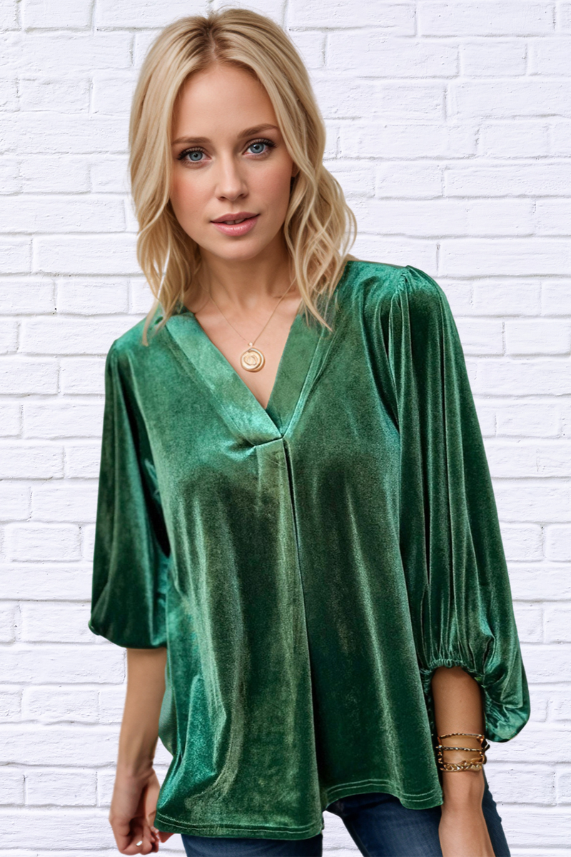 V-Neck Three-Quarter Sleeve Blouse