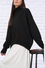 Turtle Neck Dropped Shoulder Sweater