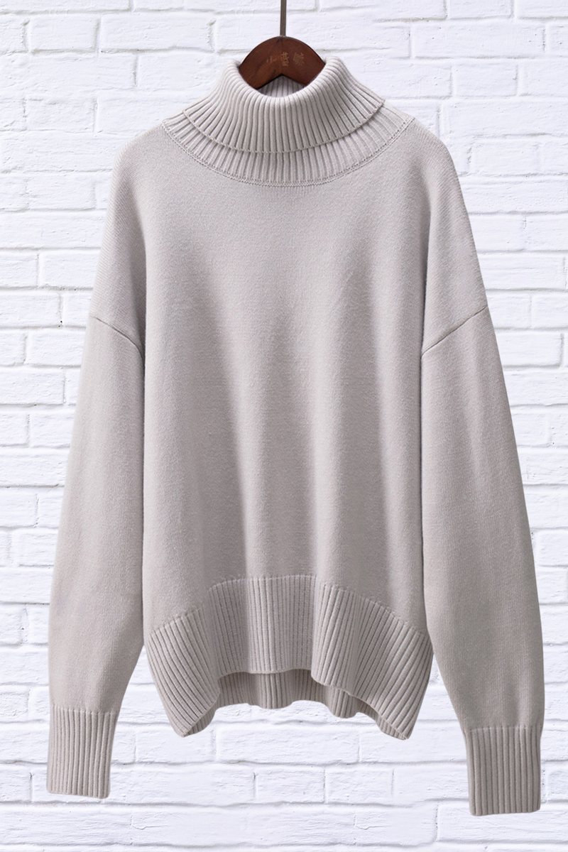 Turtle Neck Dropped Shoulder Sweater