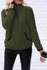 Half Zip Long Sleeve Furry Sweatshirt