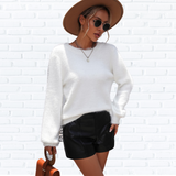 Lace Detail Cutout Long Sleeve Pullover Sweater